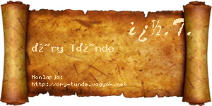 Őry Tünde névjegykártya